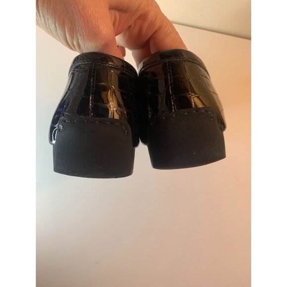 Stuart Weitzman Croc Embossed Patent Leather Loafer Shoe Black 8 M - Picture 6 of 9